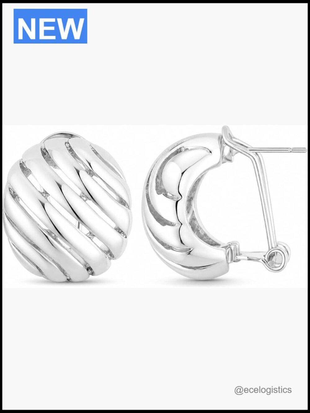 Vintage Textured Ribbed Huggie Hoop Earrings, Geometric Statement Knot Dome,
